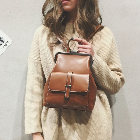 *NEW Cute Small Leather Backpack Crossbody Shoulder Purse Vintage Style Chic B… - Picture 4 of 14